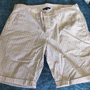 Men’s white with blue and red striped shorts. NWOT